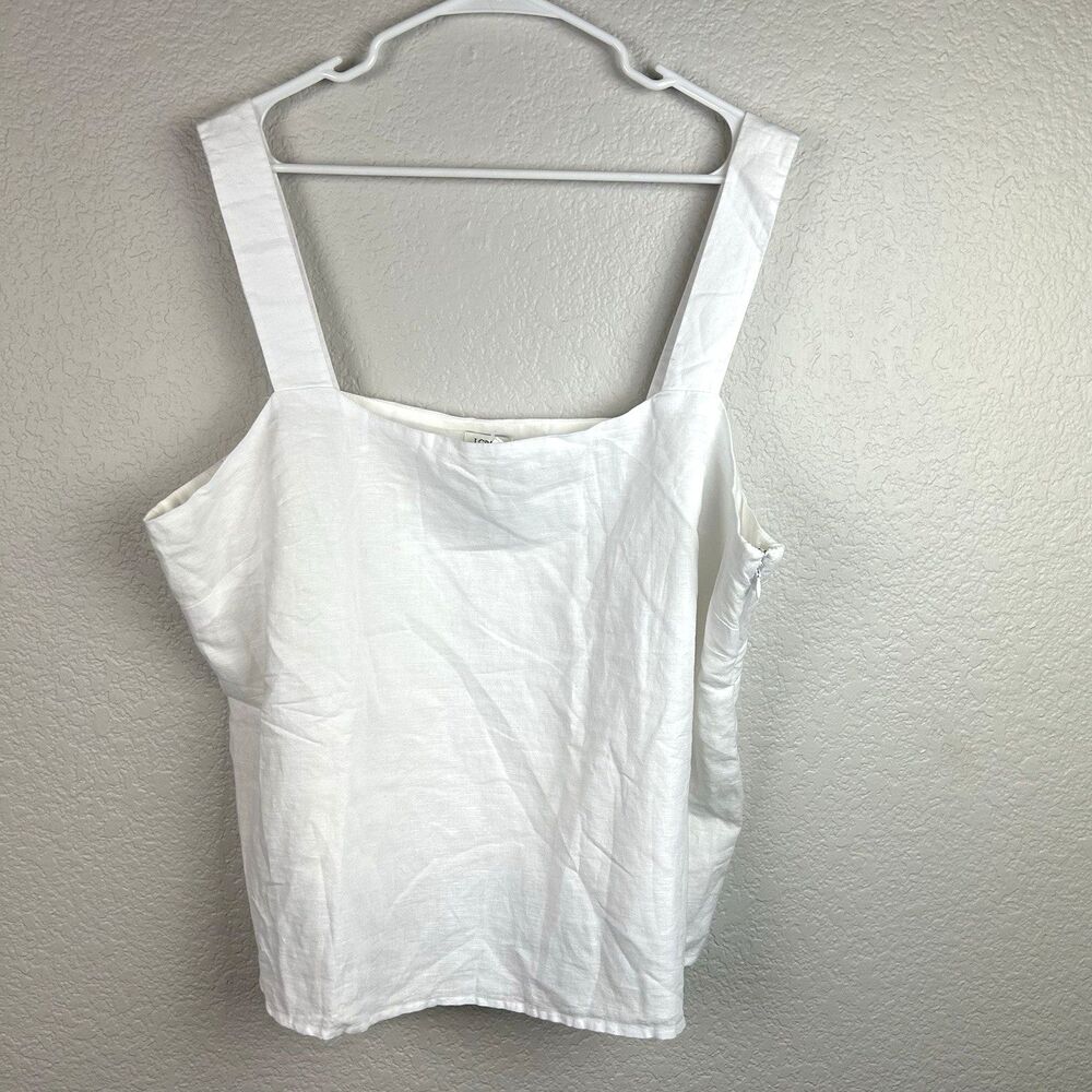 J CREW Women's White Linen Blend Tank Top Squareneck Lined CA207